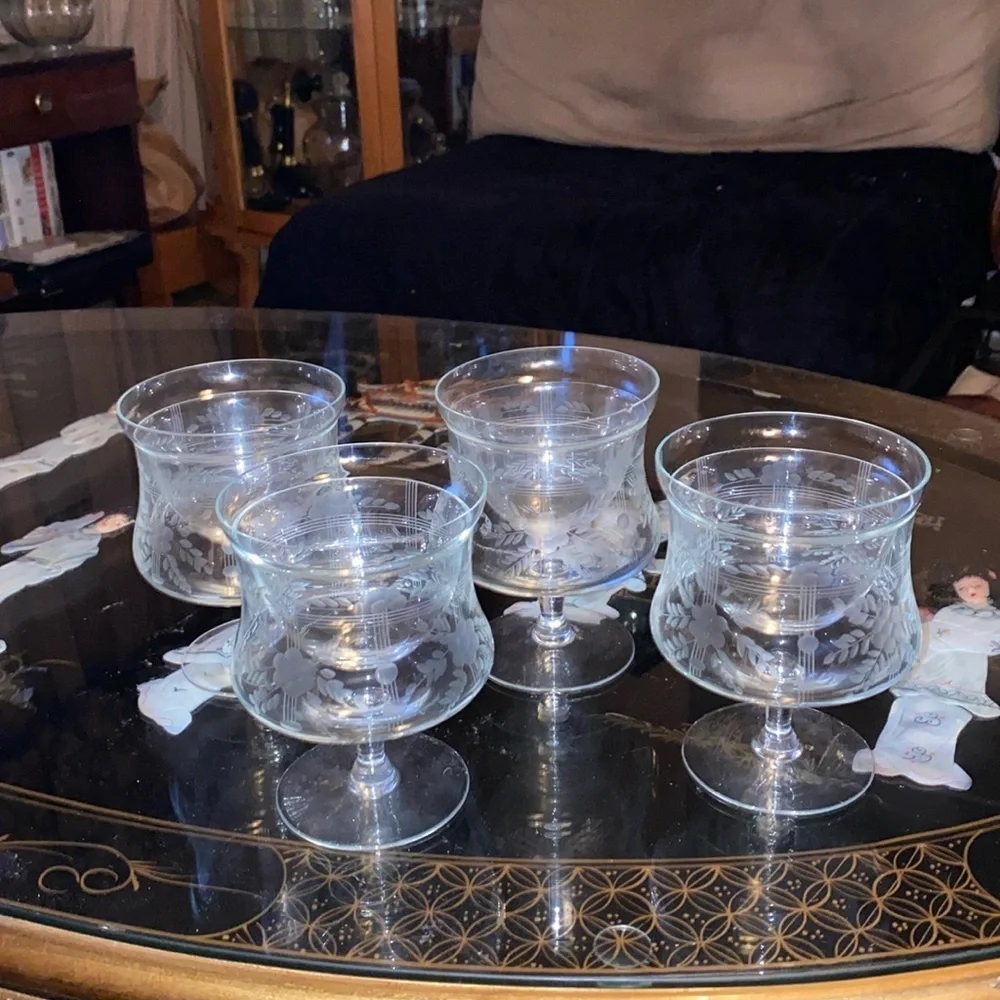 Vintage shrimp cocktail crystal cups set of 4
